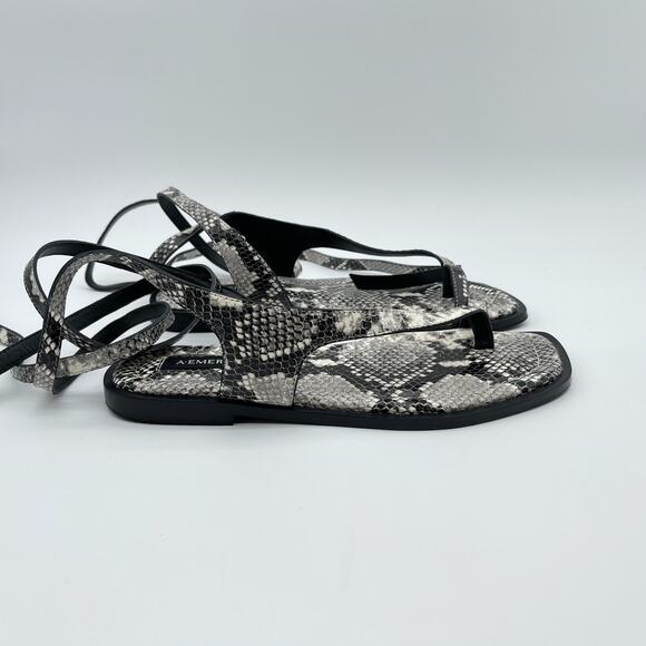 A.EMERY | Heidi Sandal in Eggshell Snake Print Ankle Wrap IT 38 / US 8 - Picture 7 of 12